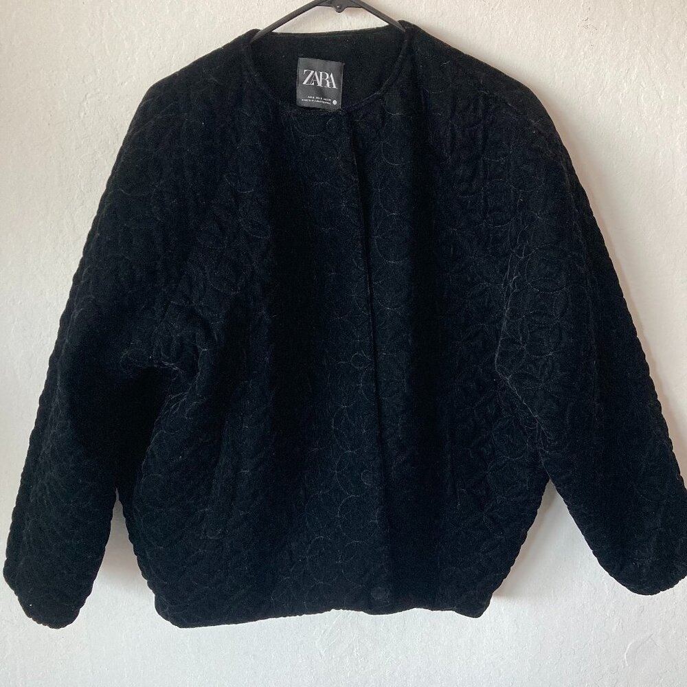 Black velvet quilted Zara jacket